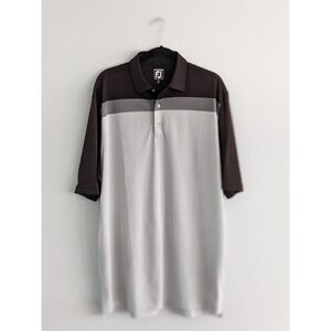 Footjoy FJ Athletic Fit Polo Shirt  XL Mens‎ Gray Black Golf White Sport